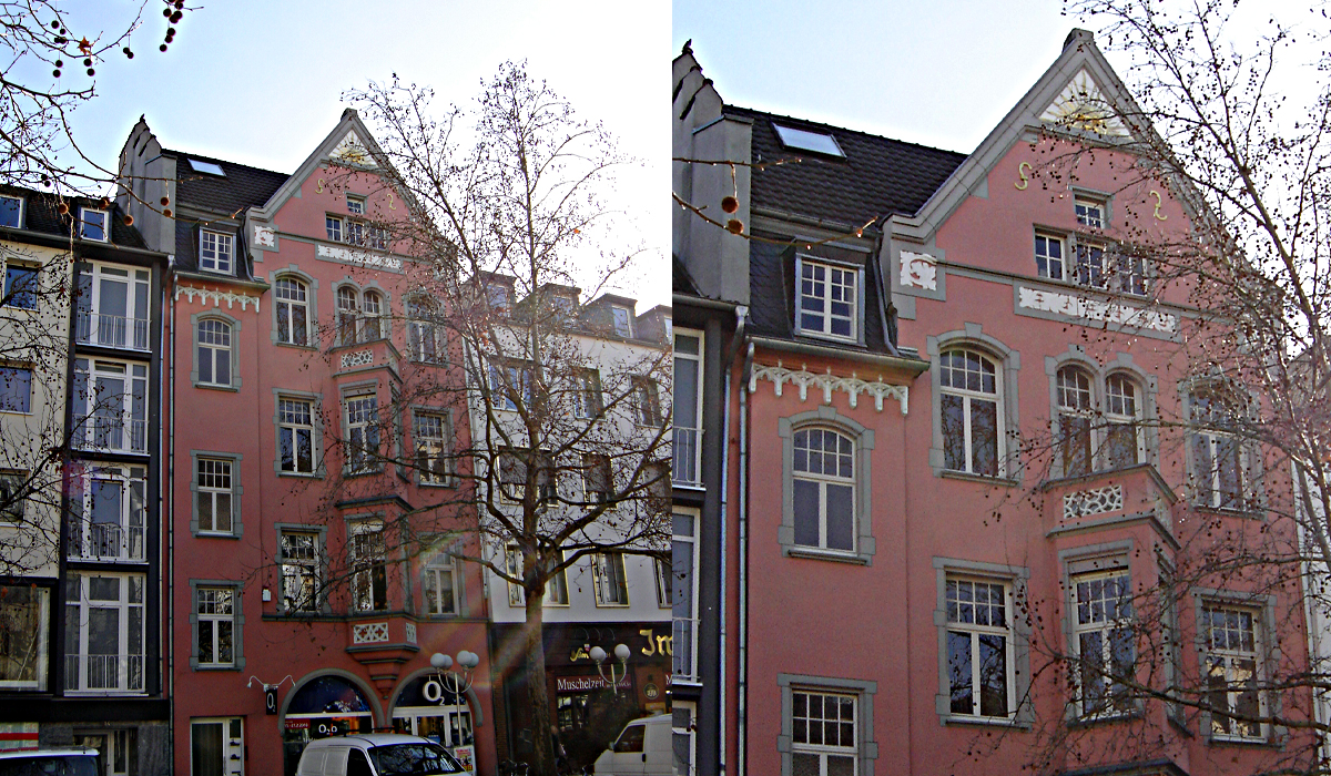 Malermeister mit Arbeiten am Denkmal im Zentrum von Bonn